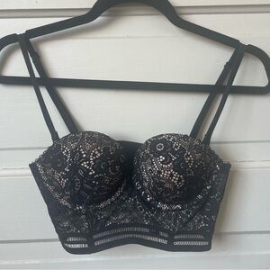 Victoria's Secret Very Sexy Multi-Way Push-Up Corset Black Bra Lace Size 32A